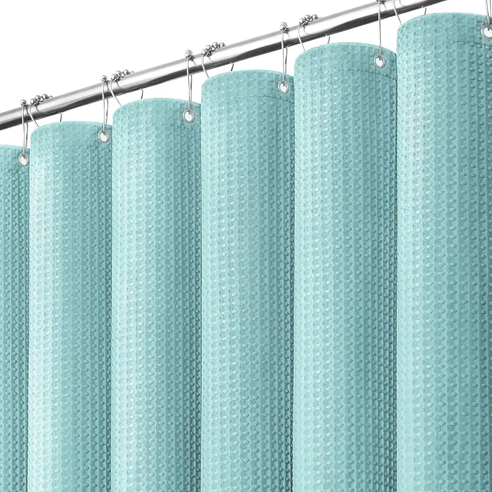Dynamene Waffle Shower Curtain 256 GSM Heavy Fabric 72"x72" Teal/Turquoise