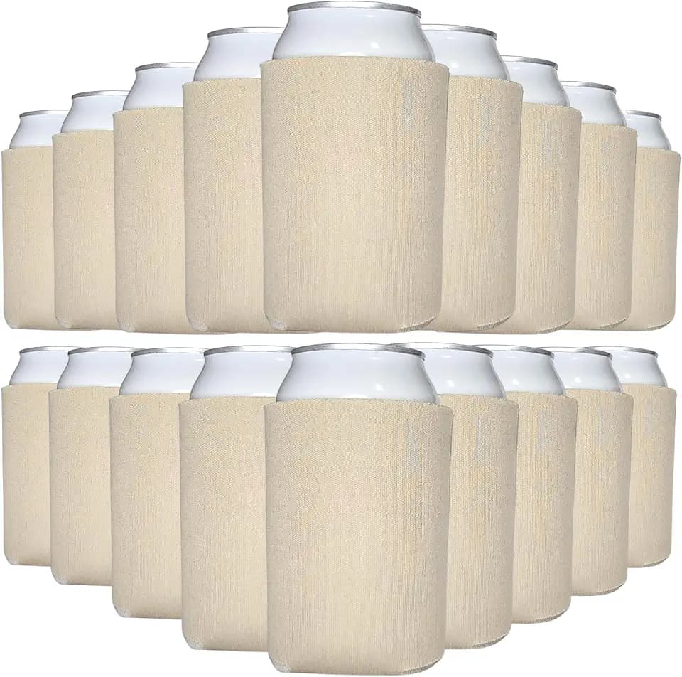 TahoeBay Blank Can Cooler Sleeves in Bulk, 12 oz, 100-Pack, Champagne Beige
