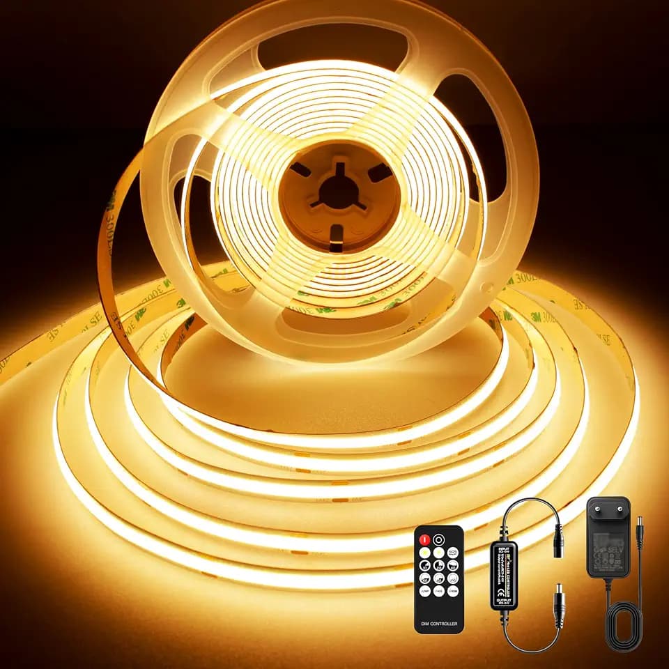 COB LED Streifen 5m Warmweiß, 480 LEDs/m, 24V, 8mm Breit, 2700K