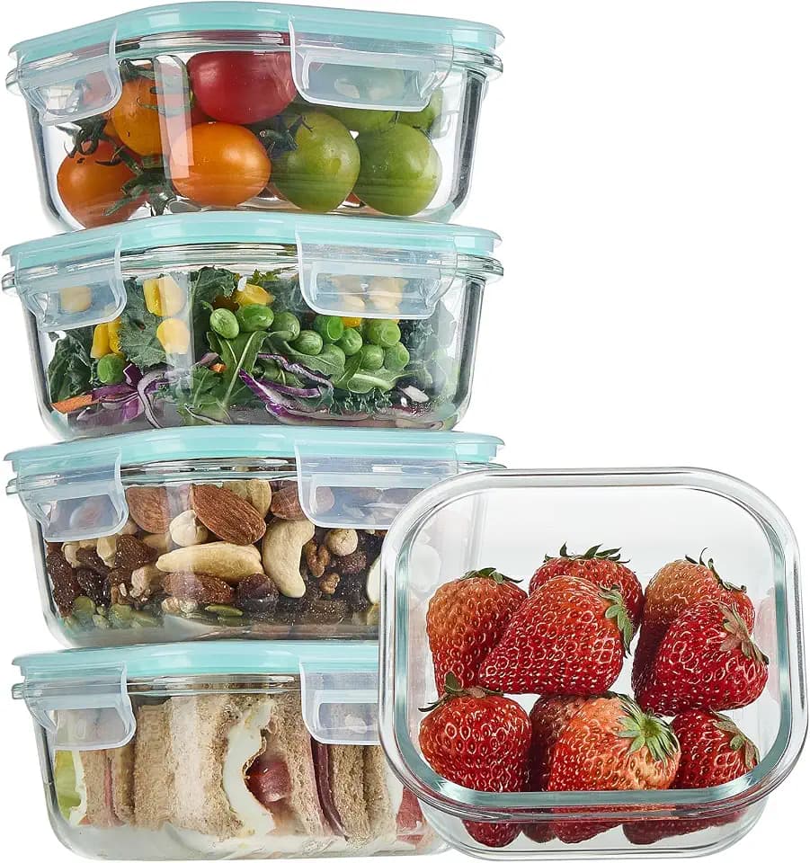 Vtopmart 5Pack 17.5oz Glass Storage Containers with Lids, Green