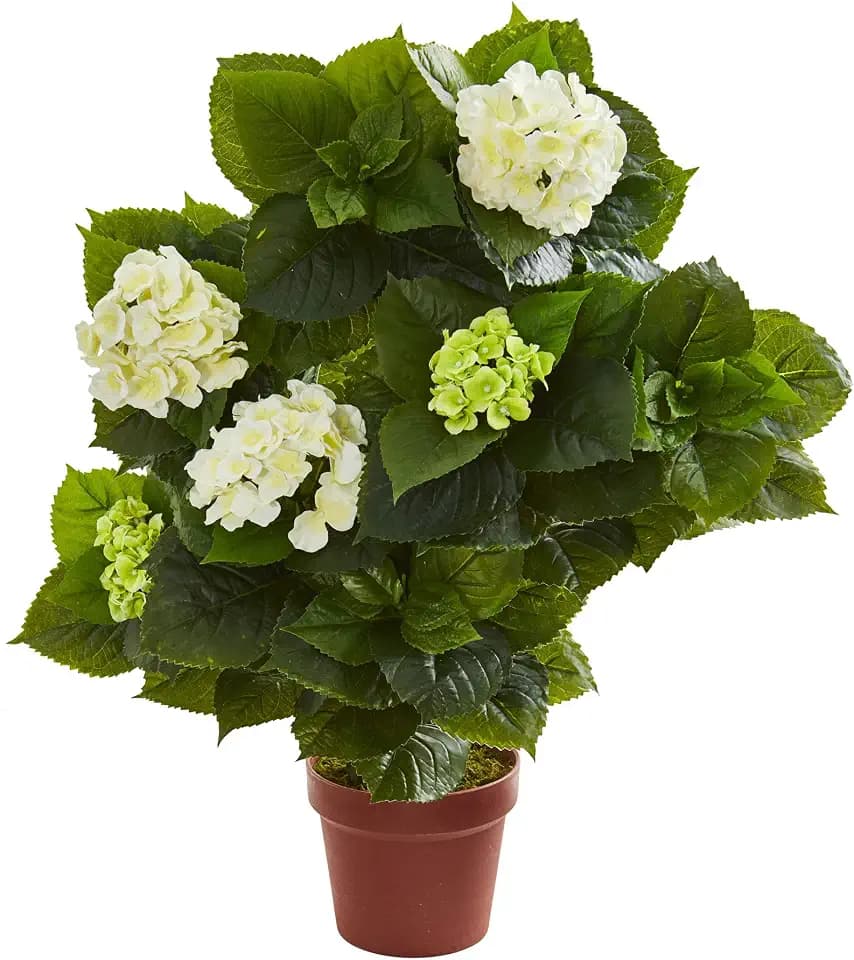 Nearly Natural 29 in Artificial Hydrangea Plant with Pot for Entryway Decor