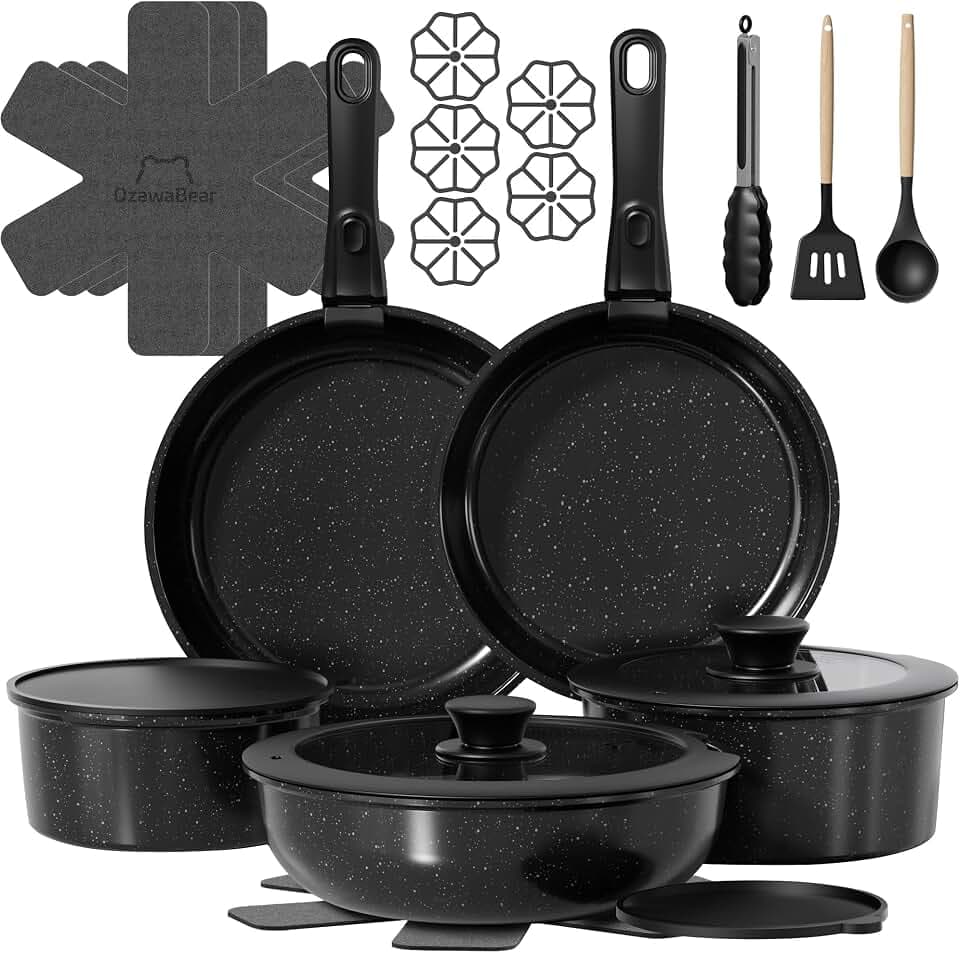 23 Pcs Pots and Pans Set Non Stick, Detachable Handle Cookware