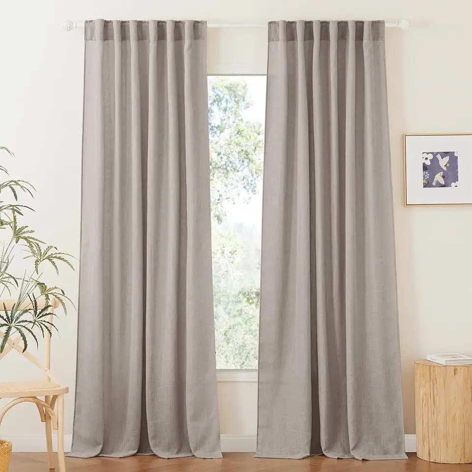 RYB HOME Linen Semi Sheer Curtains for Bedroom Living Room 84 inches Long