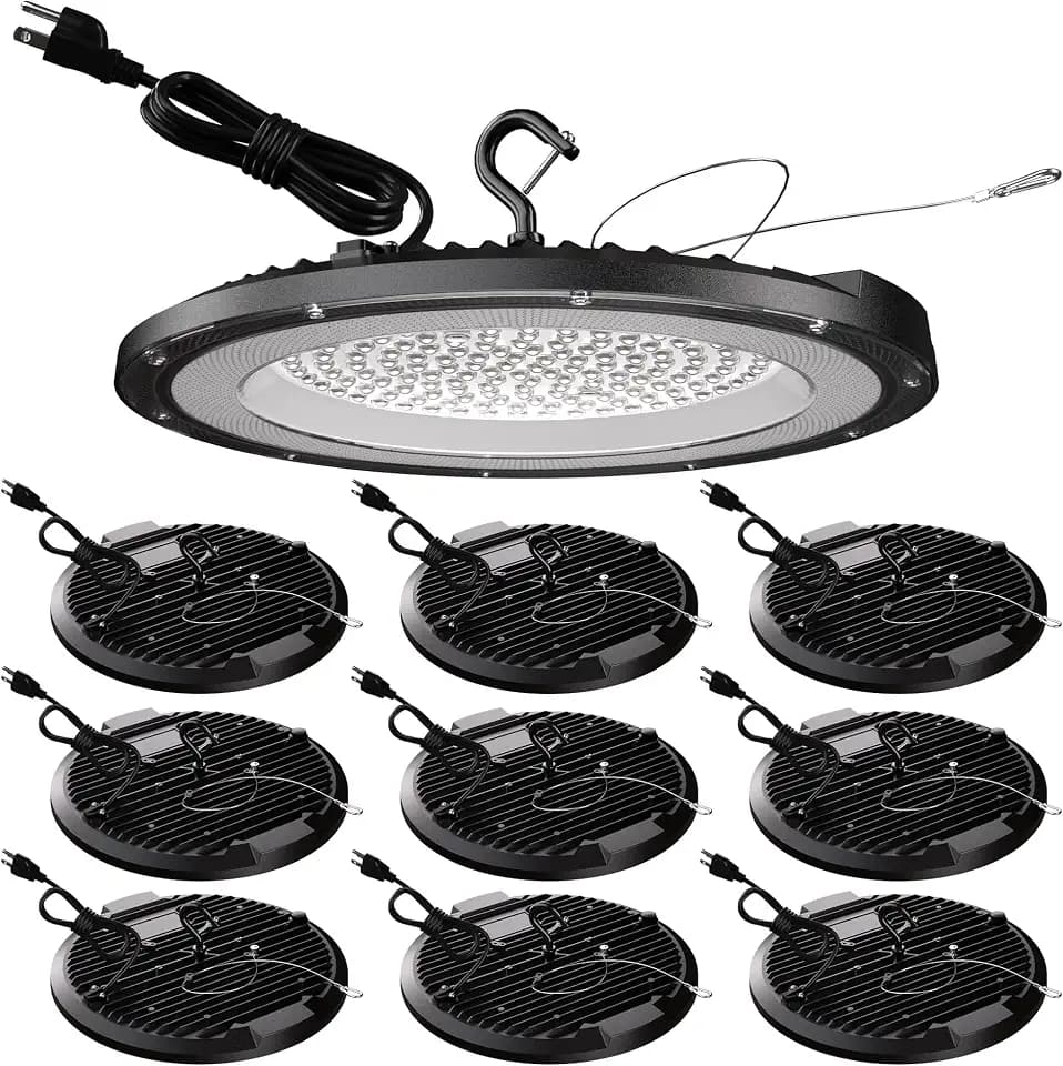 UFO High Bay LED Shop Lights 200W 10 Pack 5000K with 5ft Plug