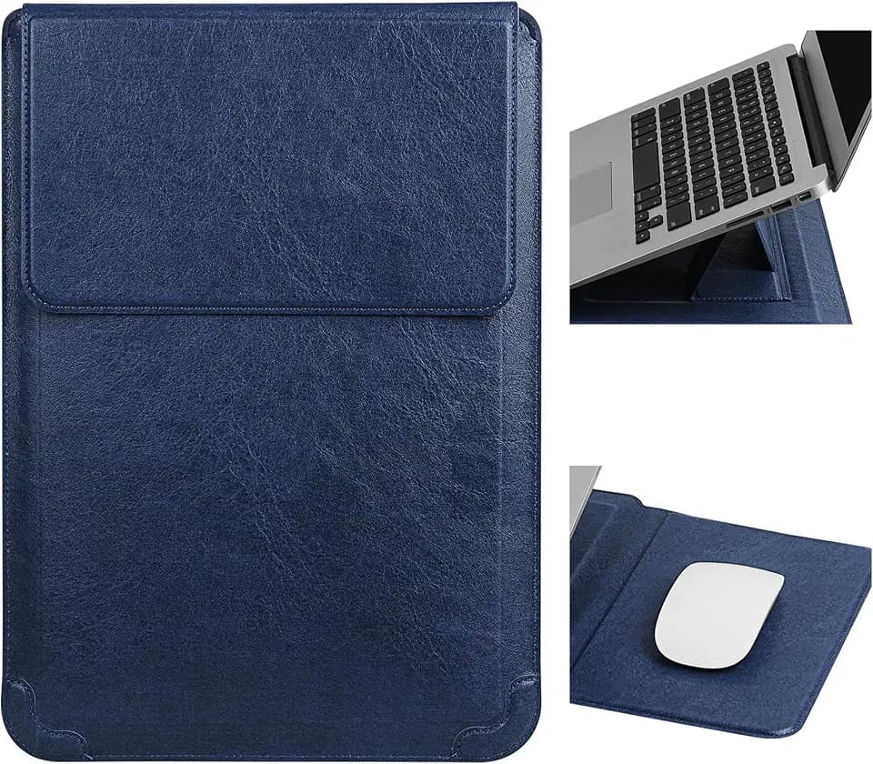 HoYiXi 14 Zoll Laptop Hülle mit Standfunktion für Mac Book Pro 14 2021/ASUS Vivobook 14/HP Pavilion X360/IdeaPad 14/Dell HP ASUS Acer Huawei Matebook 14'', kompatibler 13,3-14'' PC, Blau