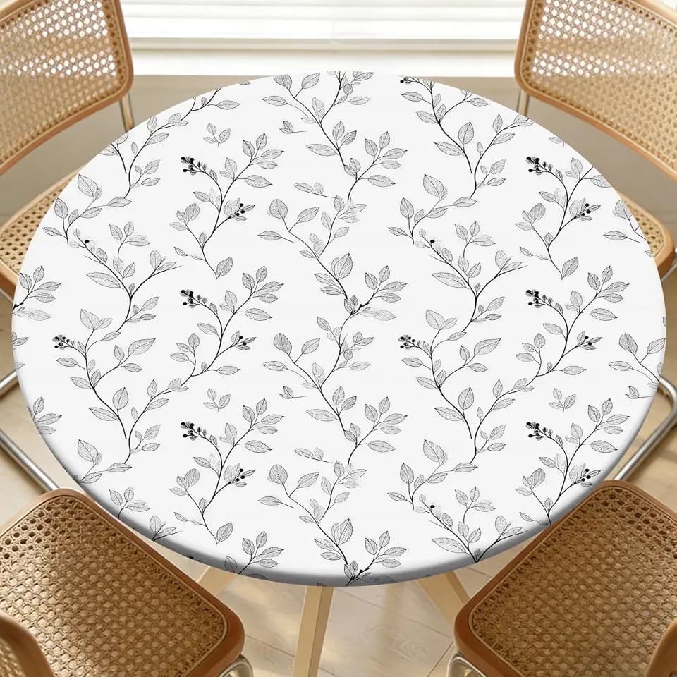 Round Fitted Table Cloth with Elastic Fits 42"-46" Round Tables