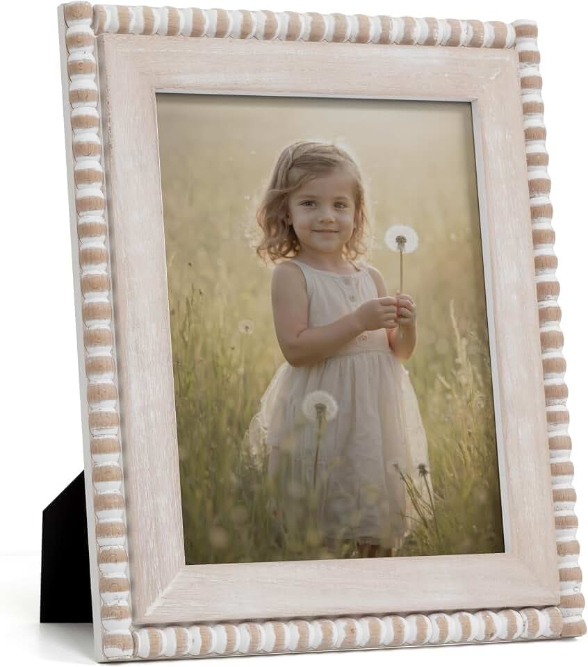 Afuly 8x10 Farmhouse Picture Frame Wooden Boho Beaded Photo Frame