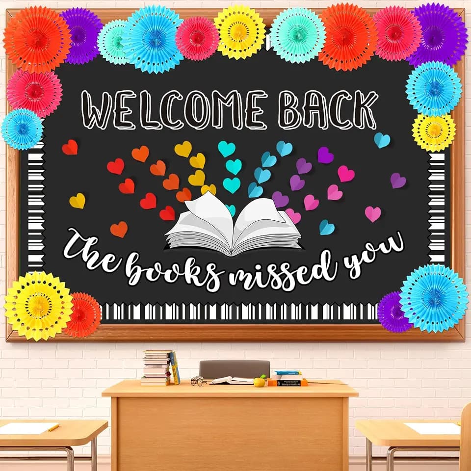 Qilery 83 Pcs Book Welcome Back Bulletin Board Classroom Cutouts
