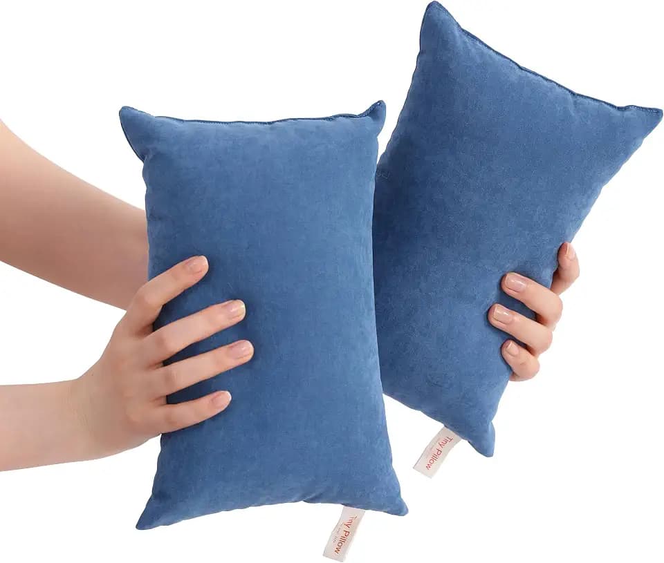 BEDSUM Plush Mini Pillows, 11 x 7, Microfiber, 2 Pack, Denim Blue