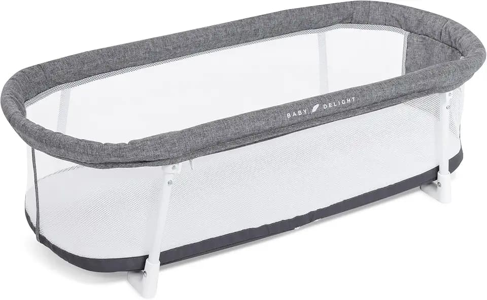 Baby Delight Snuggle Nest Bassinet, Portable Baby Bed, for Infants 0 – 5 Months, Charcoal Tweed