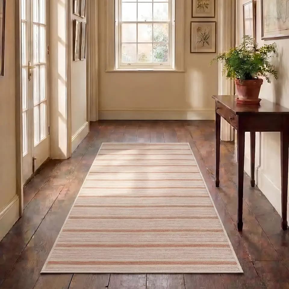 Laura Ashley Doreen Indoor Outdoor 2'x6' Rug Runner Clementine Stripe Pink
