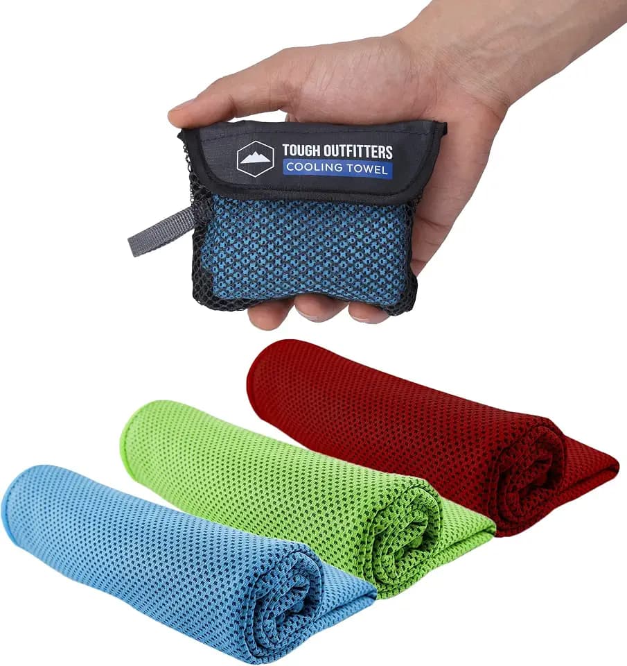 Tough Outdoors Cooling Towels for Neck Face - Neck Cooling Towel for Hot Weather Yoga Sports Golf Sweat - Instant Cold Towel - 3 Pack
