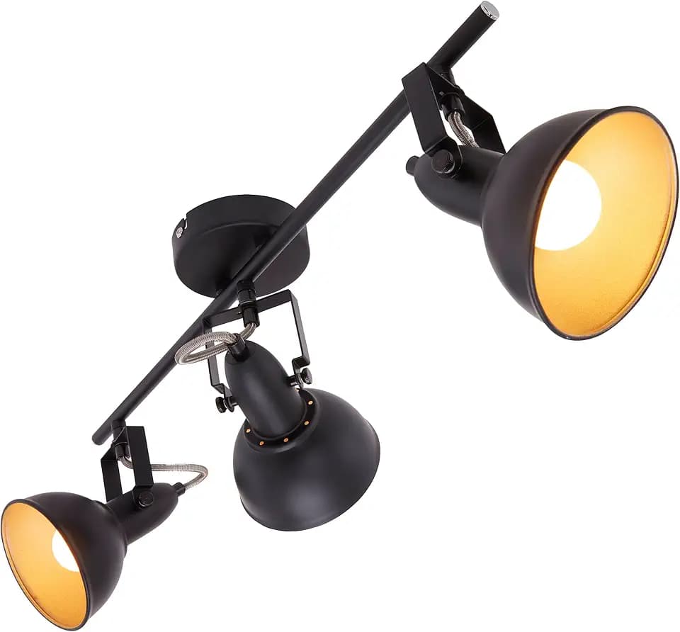 BRILONER - Deckenlampe Vintage schwenkbar, E14 Fassung, max. 40 Watt, Deckenleuchte, Lampe, Wohnzimmerlampe, Schlafzimmerlampe, Küchenlampe, Deckenstrahler, 55,4x10x18,1 cm, Schwarz-Gold