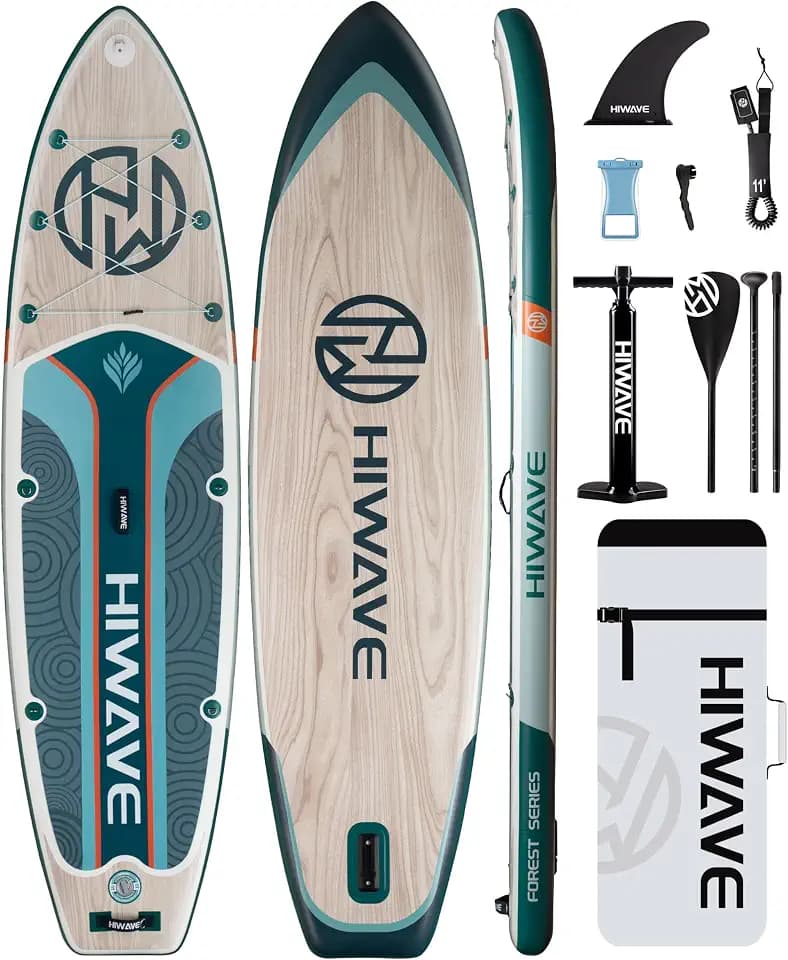 Hiwave Inflatable Paddle Board 11 '* 34 "* 6" Extra Wide Sup Board, 420lb Capacity Paddle Board for Adults, Suitable for Sea and Lakes, 2+1Family Board