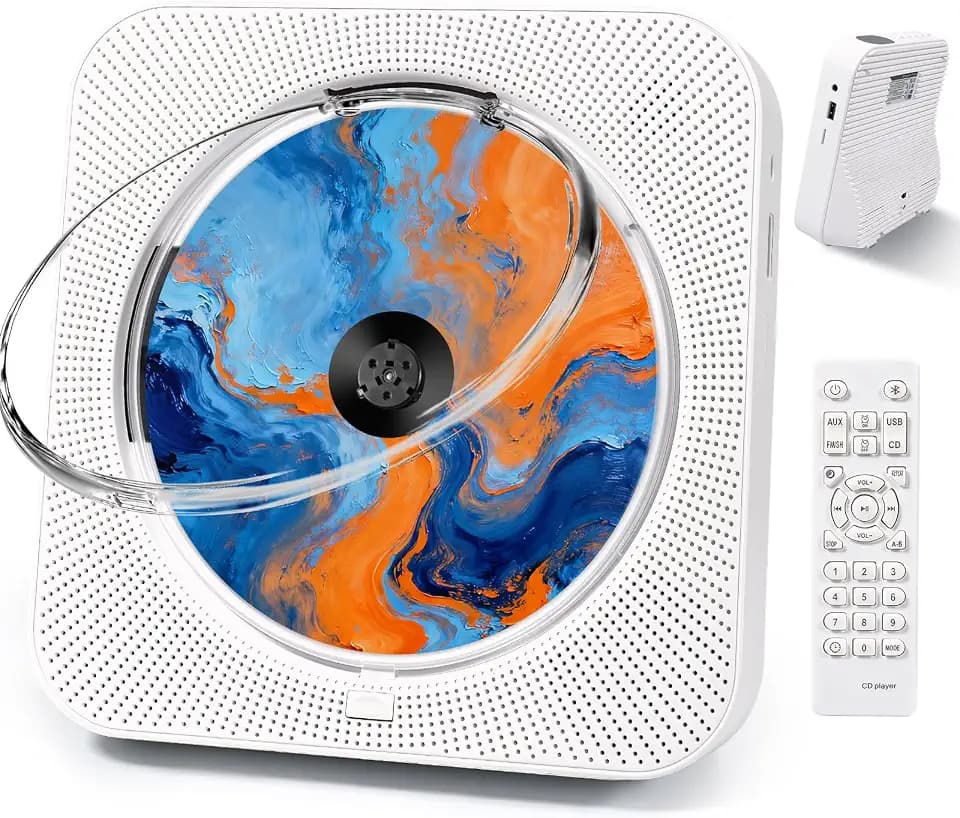 CD Player Tragbar Bluetooth, CD Spieler mit Lautsprecher, White