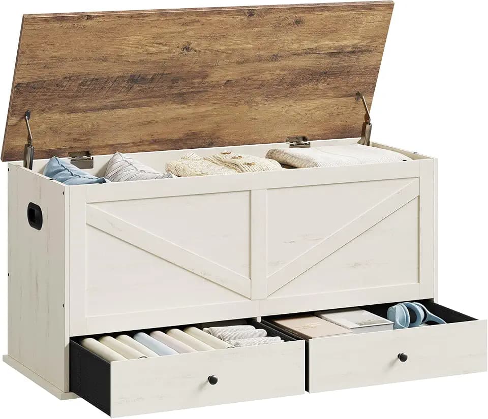 VASAGLE Storage Chest with 2 Fabric Drawers, 15.7 x 39.4 x 19.9 Inches