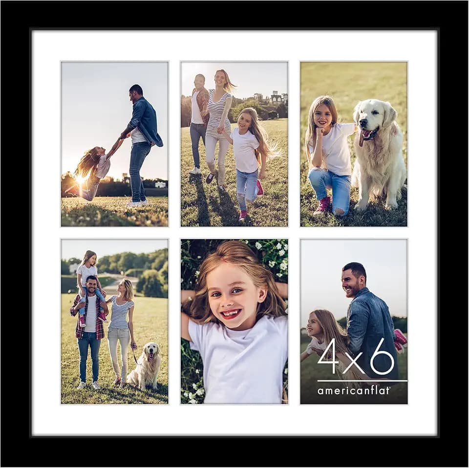 Americanflat 4x6 Collage Picture Frame - Fits 6 - Engineered Wood - Black