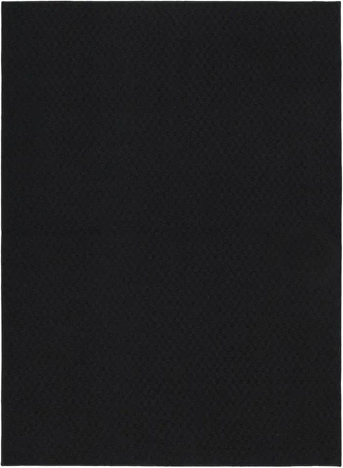 Garland Rug Town Square Black 6' x 9' Non Slip Area Rug for Living Rooms & Hallways, Stylish & Durable for High-Traffic Areas