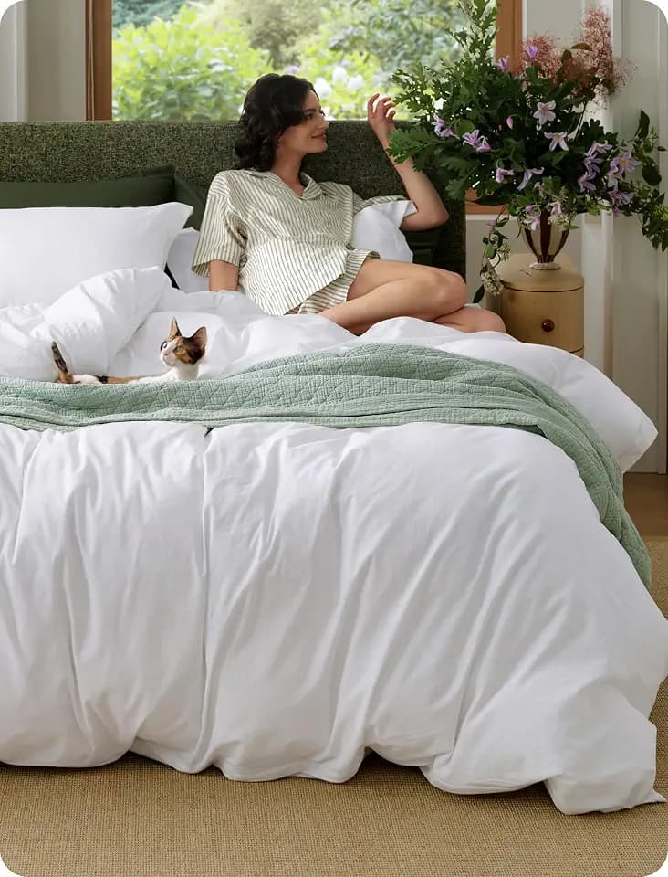 Bedsure PureWoven 100% Washed Cotton Duvet Cover Set, Twin Size, 2-PC