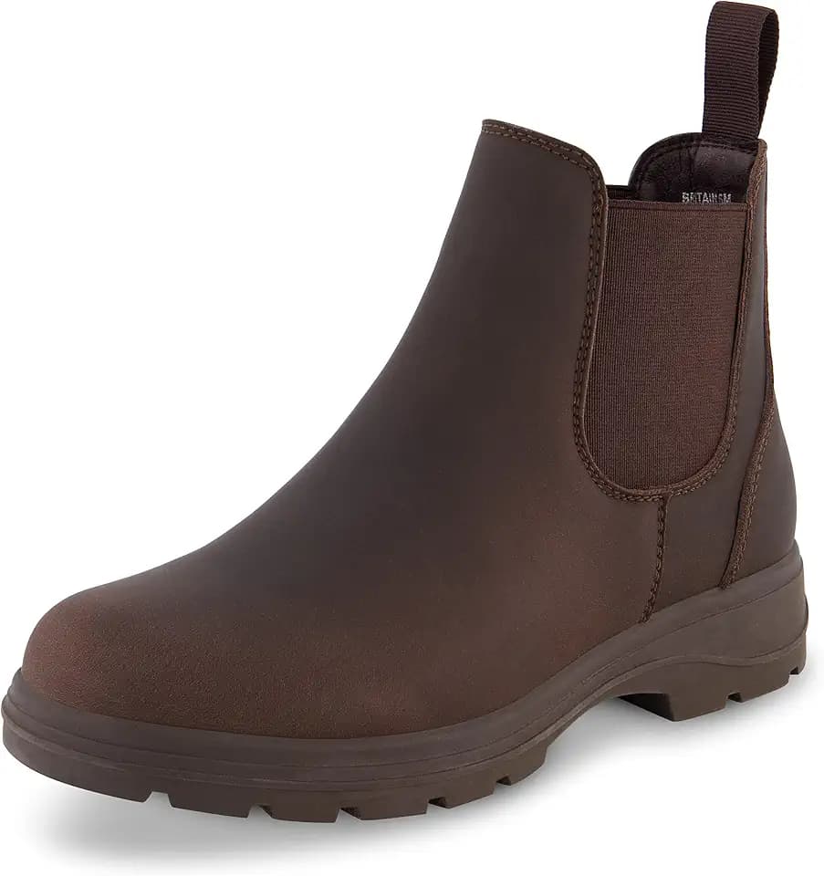 CUSHIONAIRE Women's Britain Chelsea Boots, Soft Vegan Leather, Non-Slip Sole, Memory Foam, Back Pull Tab, Ankle Boots for Women, Wide Widths
