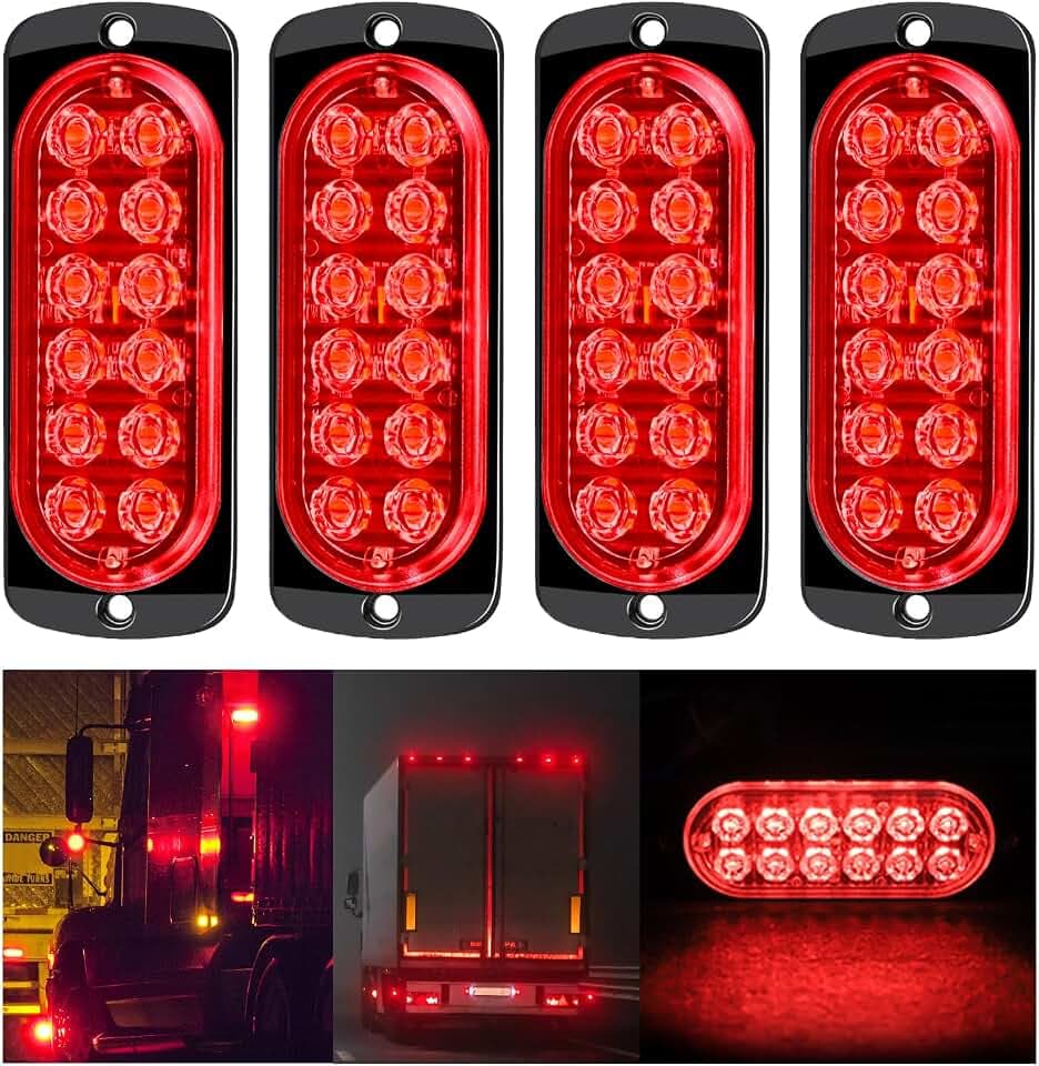auvstar LED Notfall-Stroboskop Blinklichter, Rot, 4 Stück, 12-24V