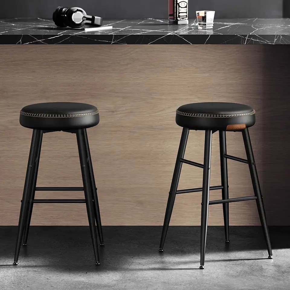 VASAGLE Bar Stools Set of 2, Kitchen Counter Stools, 24.8-Inch Tall