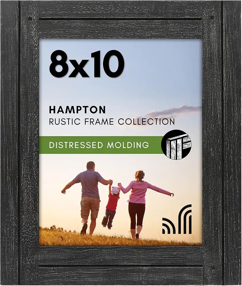 Americanflat 8x10 Picture Frame - Distressed Wood - Charcoal Black