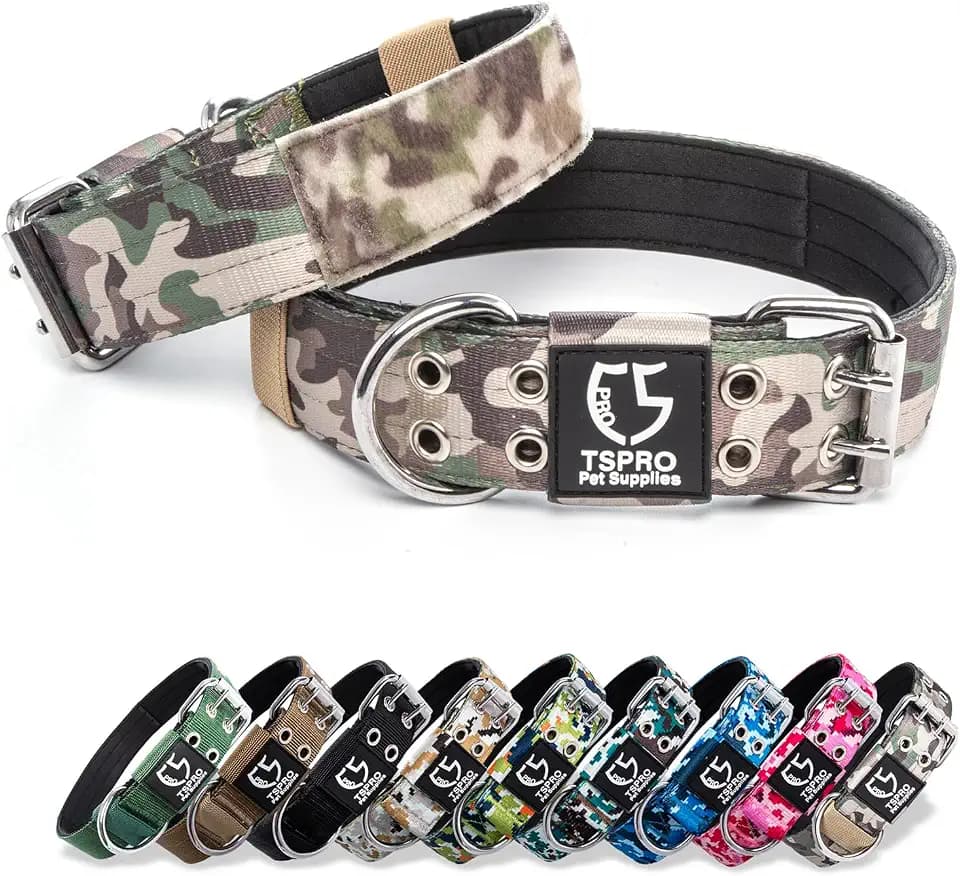 TSPRO Taktisches Hundehalsband mit Klettpanel für Mittlere & Große Hunde
