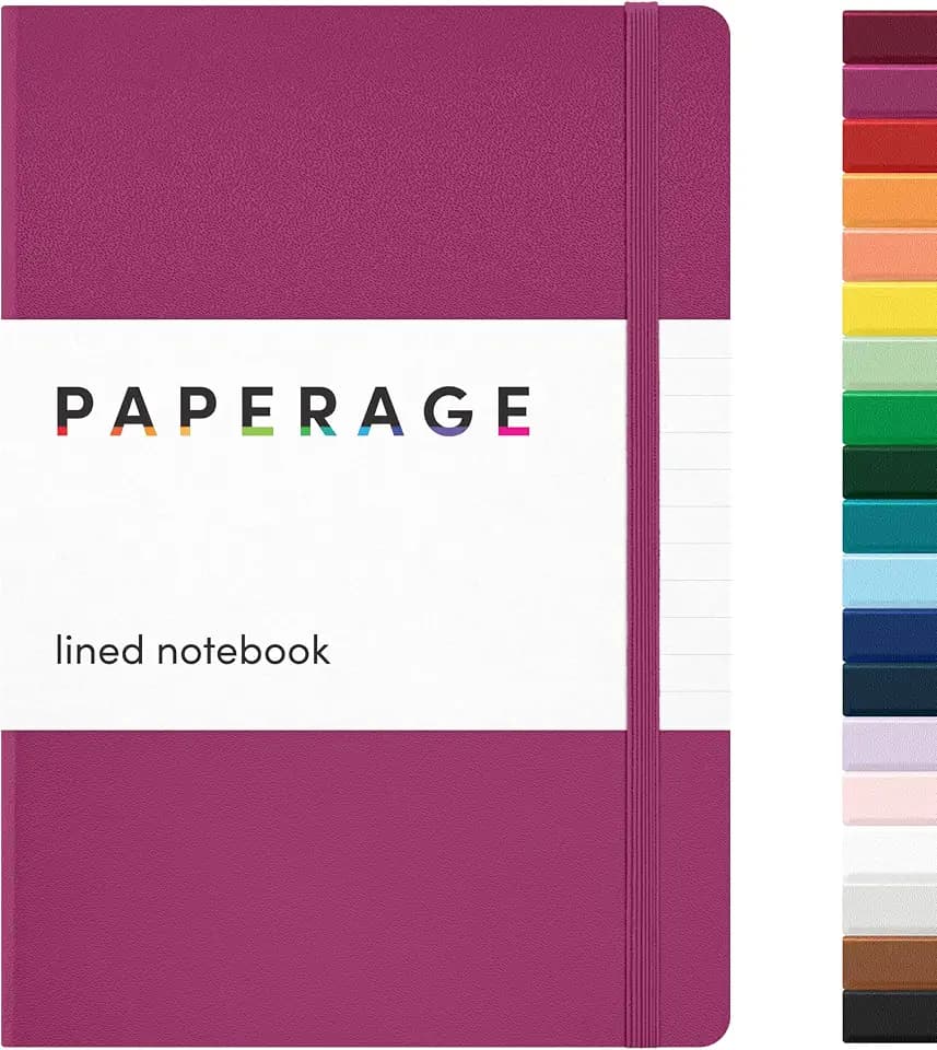 PAPERAGE Lined Journal Notebook, Hardcover Journal for Women & Men, 160 Pages, (5.6 in x 8 in), College Ruled Journaling Notebook for Work, School Supplies & Note Taking, (Raspberry)