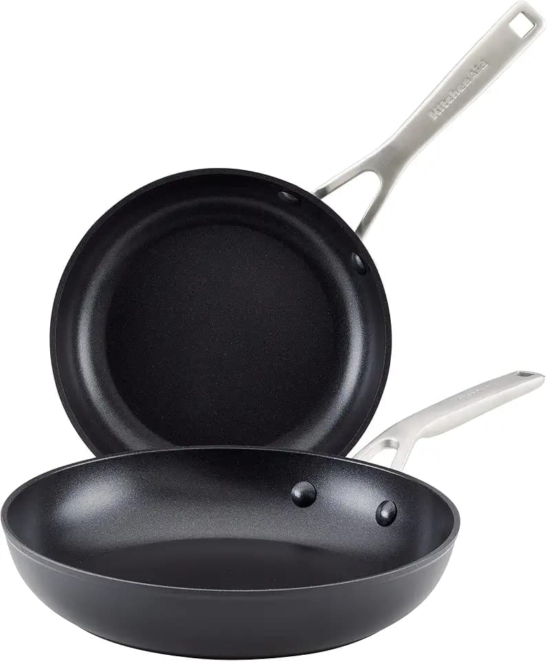 KitchenAid Hard-Anodized Induction Nonstick Frying Pan Set, 2-Piece, Black
