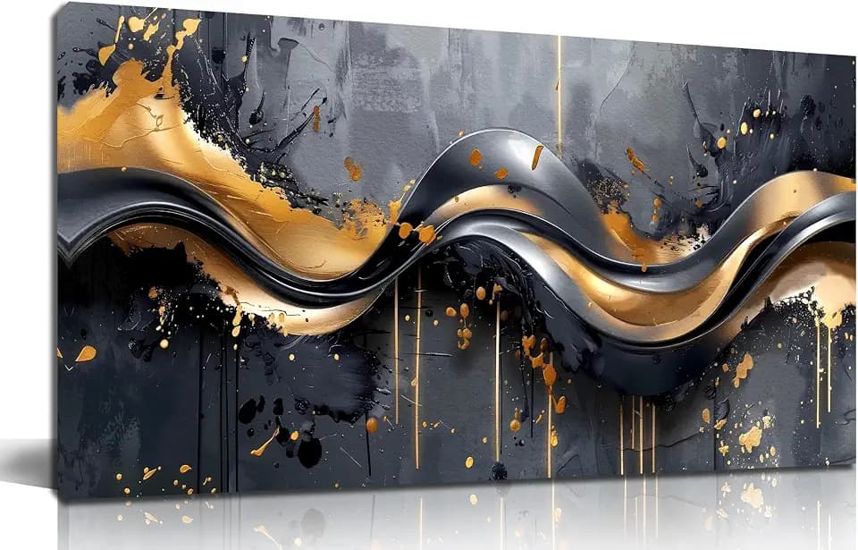 AOZEMI Abstract Wall Art Black Canvas Art for Bedroom
