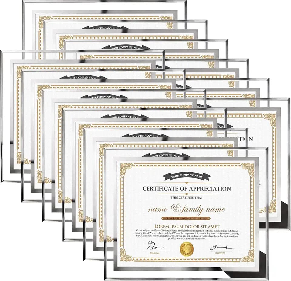 Hoikwo 12 Packs 8.5 by 11 Glass Certificate Frames, 8.5x11 School Frames
