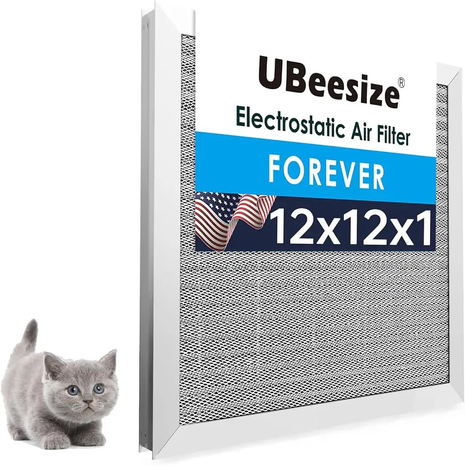 UBeesize 12x12x1 Air Filter (Fits 12x12 Slots, Actual Size: 11.69x11.69x0.82 Inch) - Reusable, Washable, MERV 8 HVAC AC Furnace Filter
