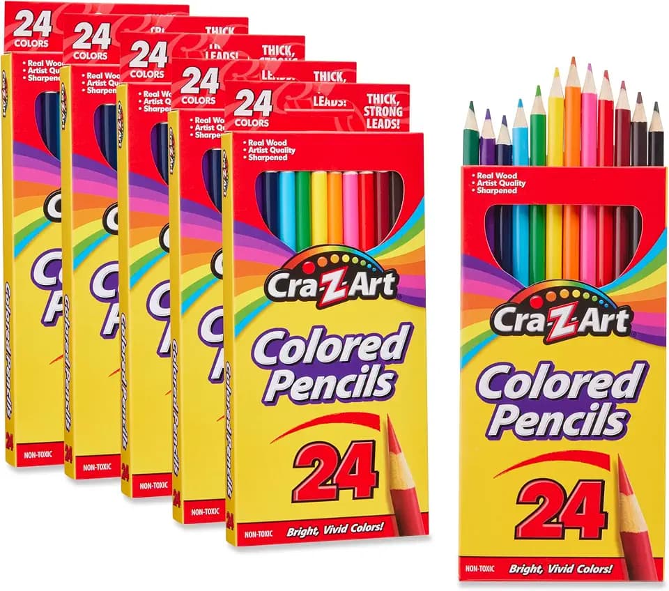 Cra-Z-Art Colored Pencils Bulk Pack, 24 Count (Pack of 6), 144 Total Pencils, Pre-Sharpened Non-Toxic Colored Pencils for Kids, Classroom & School