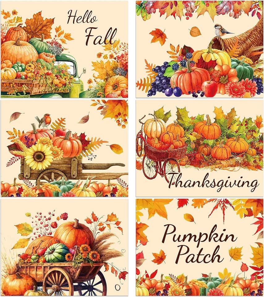 Fall Plastic Placemats Set of 6 Thanksgiving Table mats 17×13×0.04in