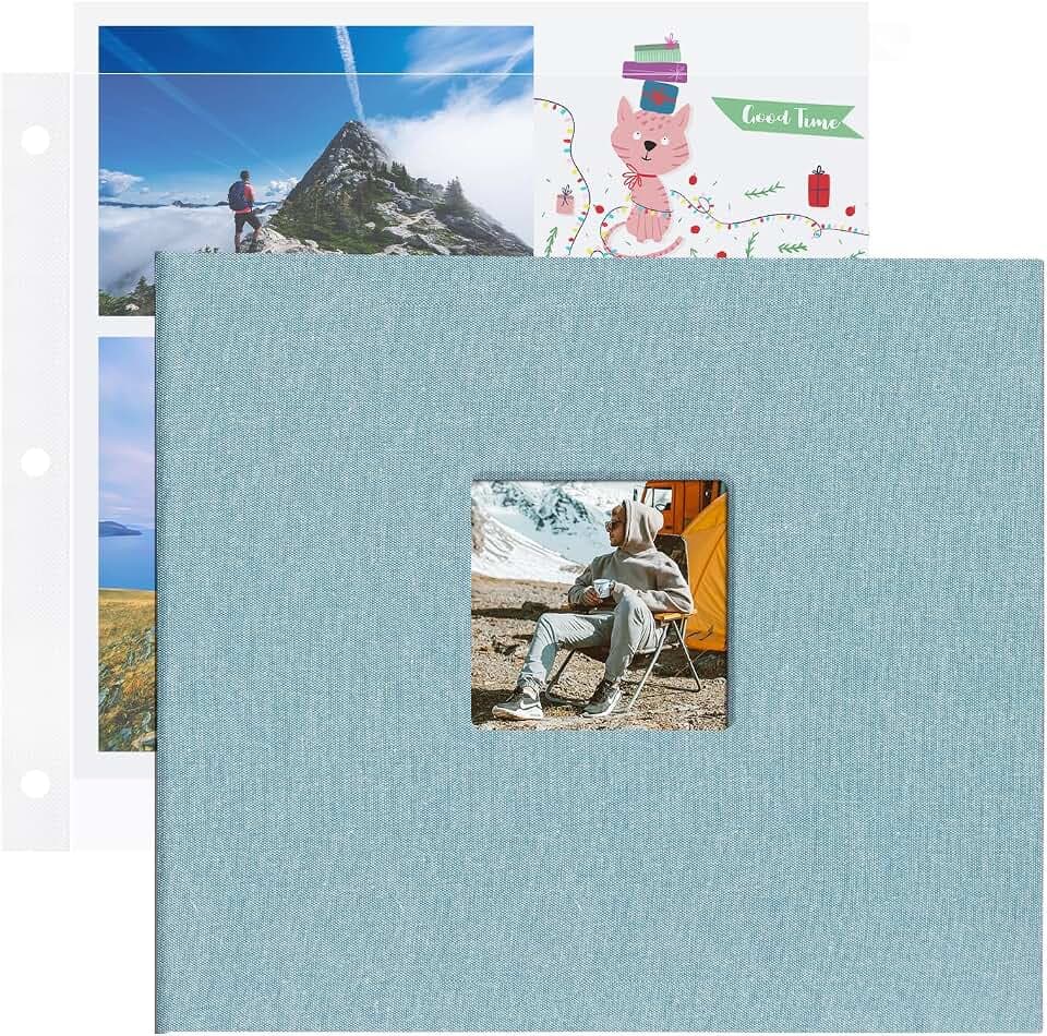 1DOT2 12x12 Inch 3 Ring DIY Scrapbook Photo Album, Cyan Blue