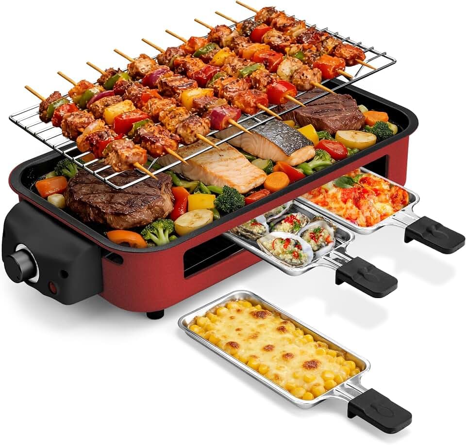 Pukomc Electric Indoor Grill,2 in 1 Indoor Grills for Kitchen