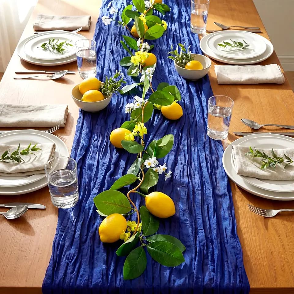 2 Pcs Amalfi Coast Party Decor Mediterranean Table Runner