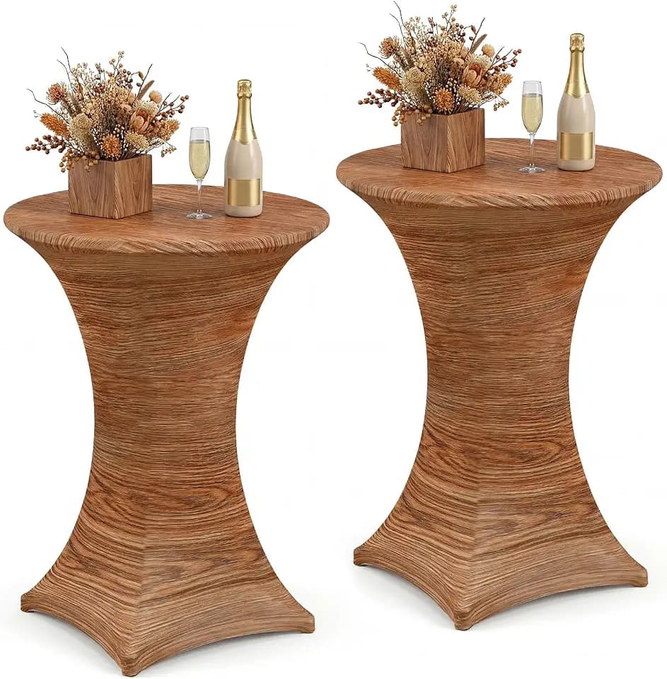 Mindsoft Wood Grain Stretch Cocktail Table Covers, 2 Pack, 32'' x 43''