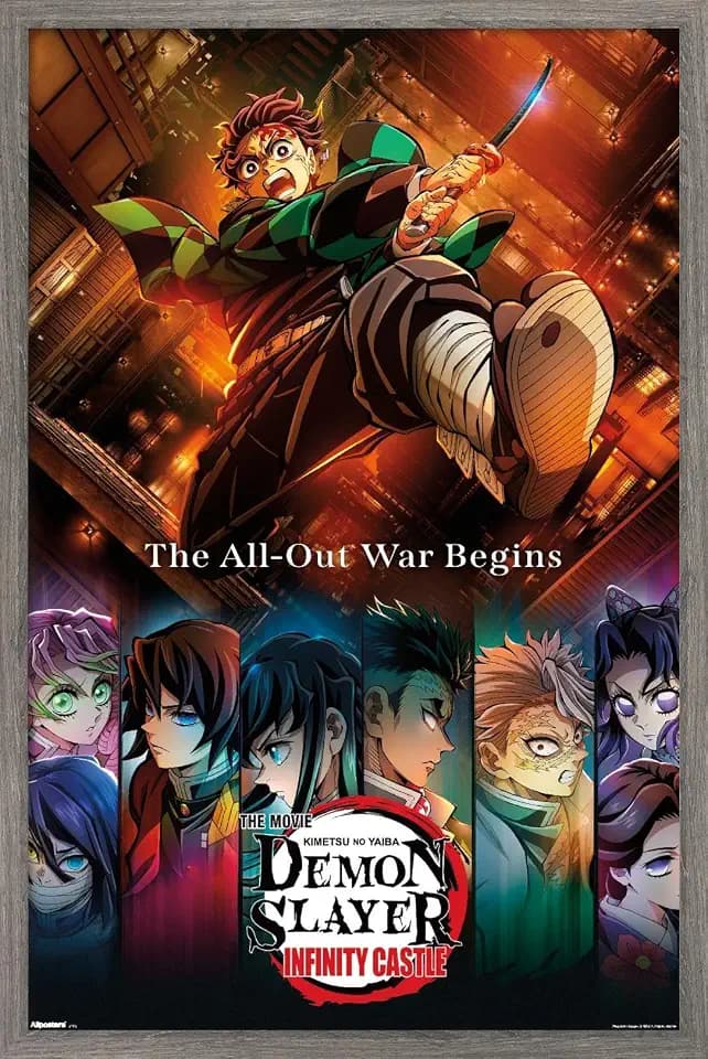 Trends International Demon Slayer: Infinity Castle (2025) - Key Art Wall Poster, 34L x 22.4W, Barnwood Framed Version