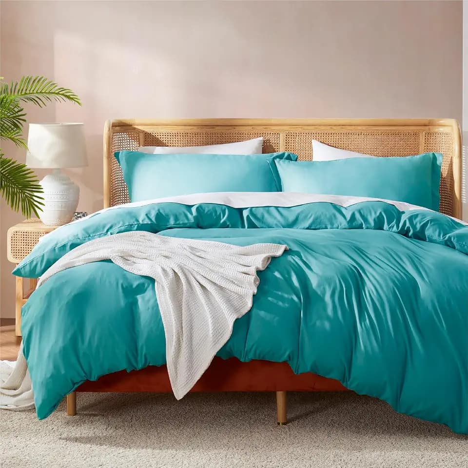Nestl Teal Duvet Cover King Size - Soft Double Brushed King Duvet Cover Set, 3 Piece, with Button Closure, 1 Duvet Cover 104x90 inches and 2 Pillow Shams