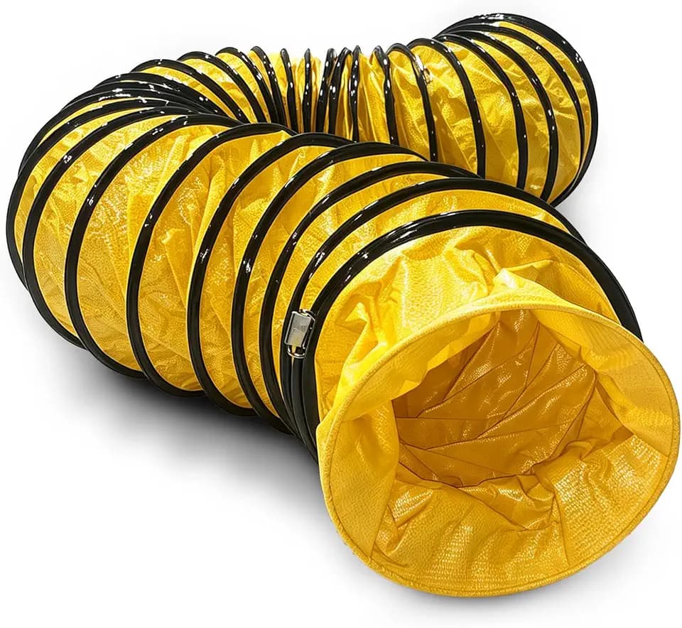 8 Inch PVC Flexible Duct with Adjustable Rope and D-Shaped Rings & Steel Support | Ducting Hose Suitable for Blower Ventilation Fan Exhaust Fan