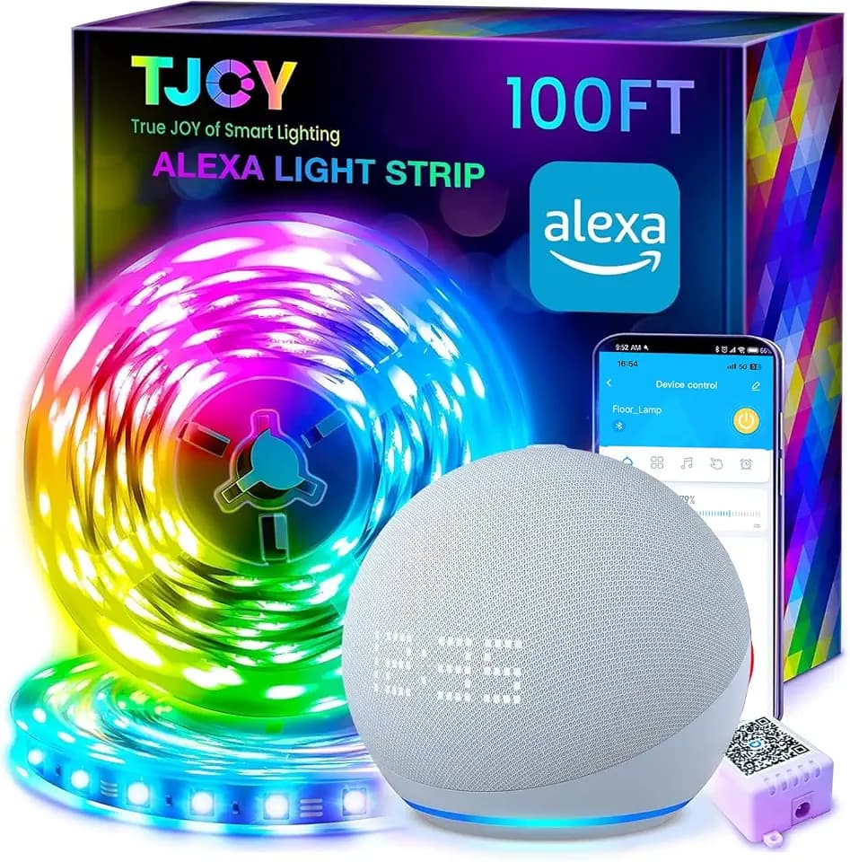 TJOY 100FT Smart Led Strip Lights for Bedroom Alexa Compatible Wireless RGB