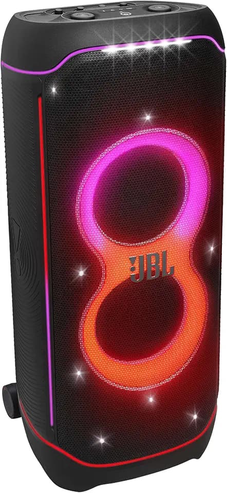 JBL PartyBox Ultimate – Kraftvoller Lautsprecher mit Bluetooth und Wifi – JBL Pro Sound mit Lichteffekten – Wasserfest und mit Rädern zum einfachen Transport – Schwarz