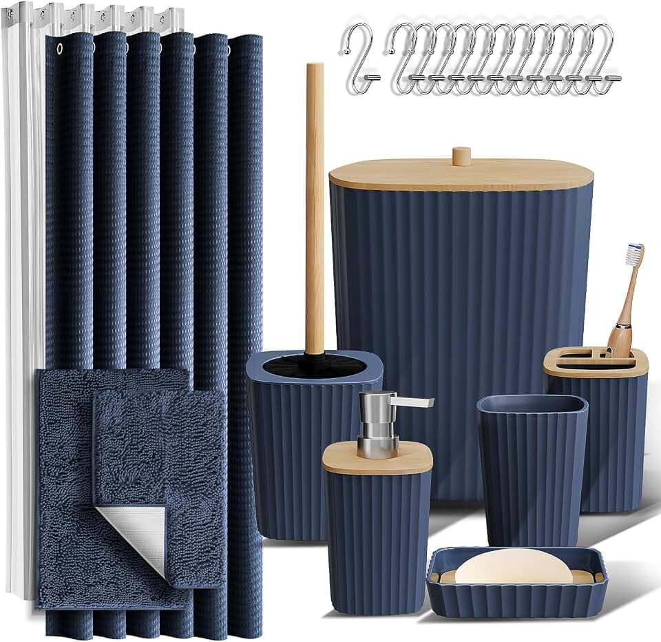 Clara Clark Bathroom Set, Bathroom Sets with Shower Curtain and Rugs
