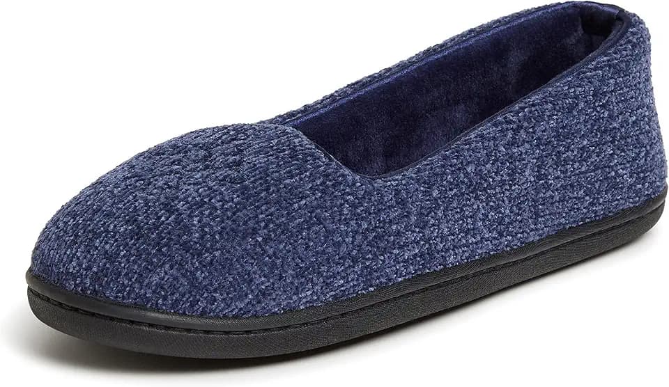 Dearfoams Women's Rebecca Soft Memory Foam Lightweight House Shoes Cozy Loafer with Warm Lining and Wide Widths Slipper