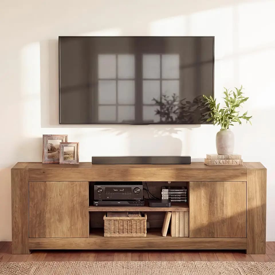 VASAGLE TV Stand with Storage, Farmhouse Entertainment Center for 80'' TV