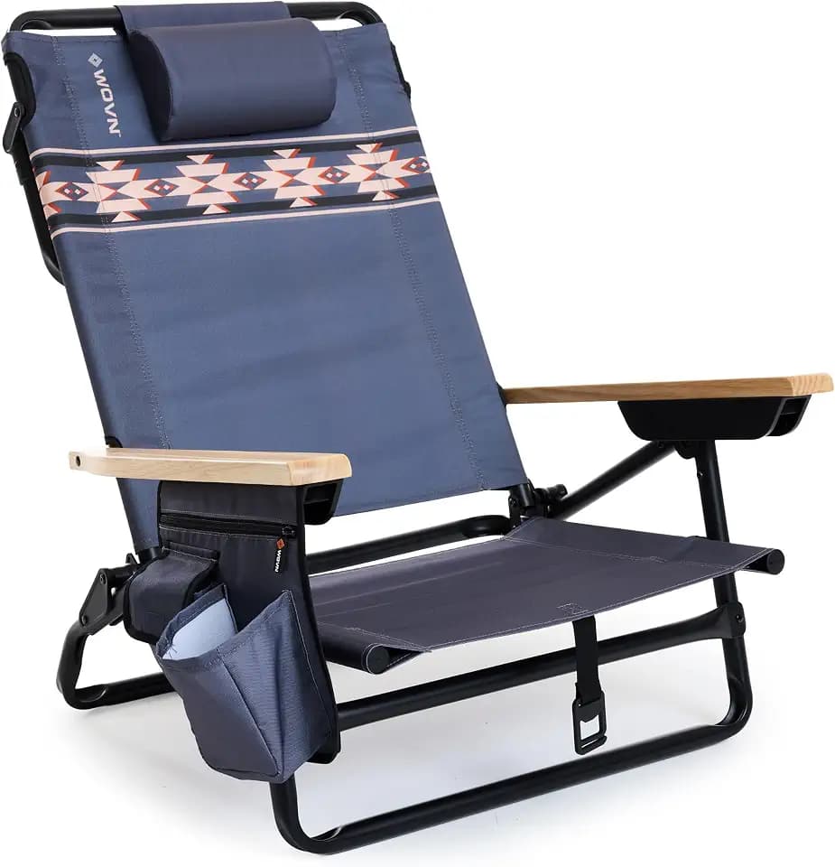 WOVN Premium Reclining Beach Chairs - Foldable with Shoulder Backpack Strap
