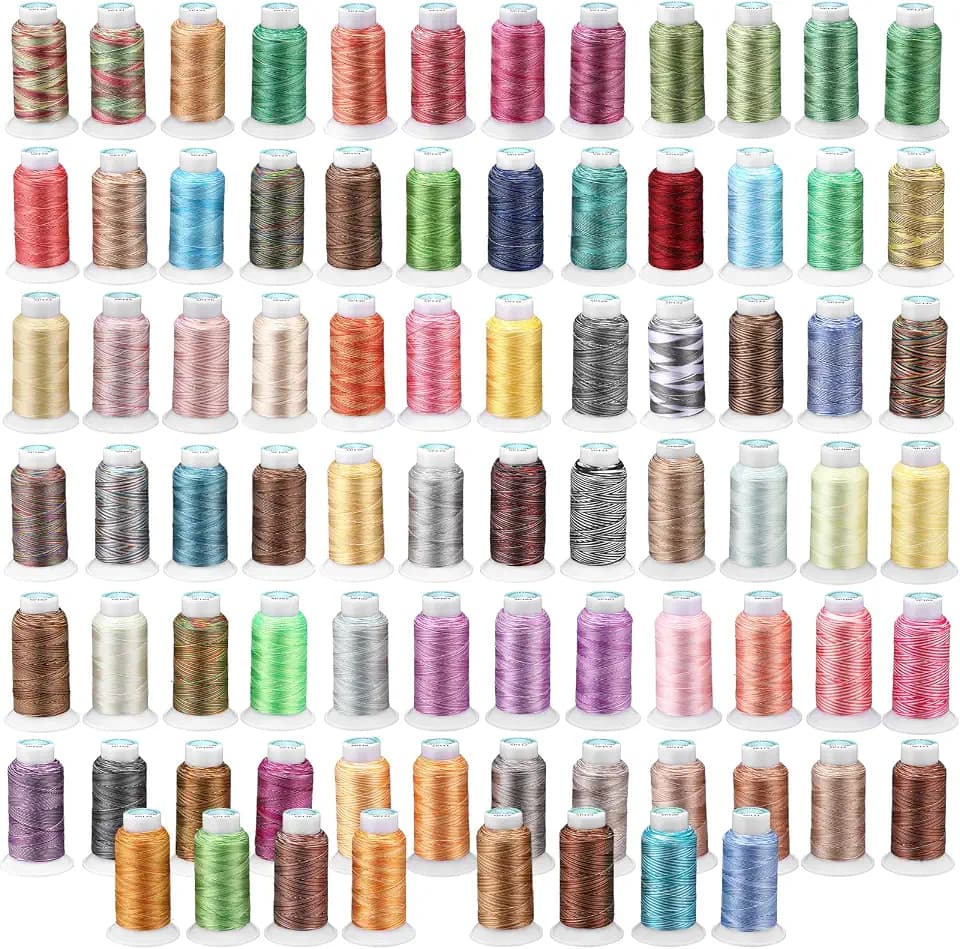 80 Colors Variegated Polyester Embroidery Machine Thread Kit 500M (550Y) Each, 40WT Variegated Rainbow Thread for Sewing Machines, Hand Sewing, Embroidery, Serger