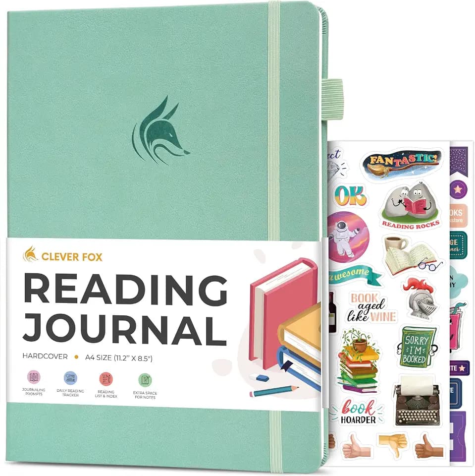 Clever Fox Reading Journal, Book Tracking Log, 8.5”x11.2” Mint Cream